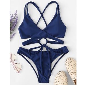 Blue cross cross bikini